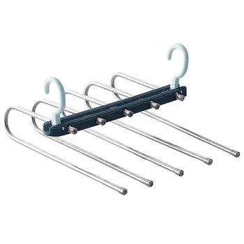 

Multifunctional 5 Tier Hanger Portable Stainless Steel Rack for Trousers Pants 27RE