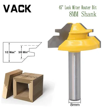 

VACK 8*2,8*1-1/2 and 8*1-3/8 45° Shank Lock Miter Router Bit Woodworking Tenon Milling Cutter Tools Drilling Milling For Wood