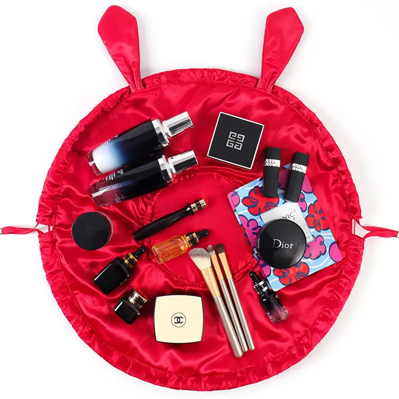 

PUOU 2020 Drawstring Cosmetic Bag Travel Rabbit Makeup Bag Pouch Toiletry Beauty Kit Box Lazy Make Up Bag Cosmetic Bag Women INS
