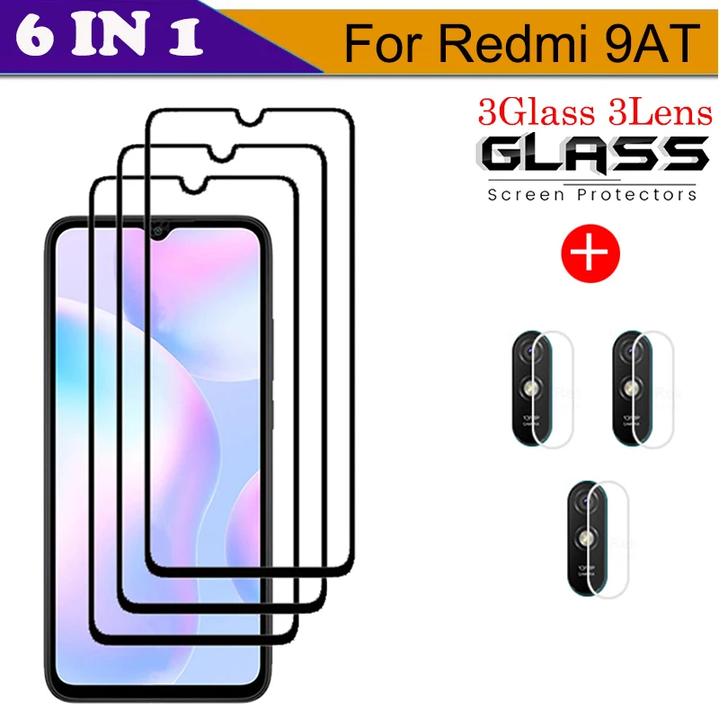 6 в 1 переднее закаленное стекло для Xiaomi Redmi 9AT защита экрана взрывозащищенное
