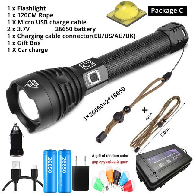 rechargeable led torch 2021 new Portable Ultra Powerful XHP90.3 LED Flashlight 26650 Flashlight XLamp XHP70 USB Rechargeable Tactical Light Zoom Torch blacklight flashlights Flashlights