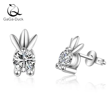 

New Creative Popular 925 Sterling Silver Fashion Jewelry Fish Crystal Rabbit Exquisite Not Allergic Stud Earrings E416