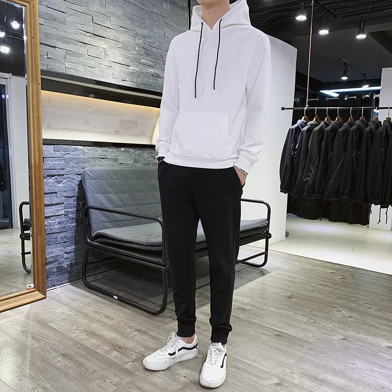 

2019 Spring And Autumn New Style Hoodie Suit Men's Teenager Cool Hooded Tops Trend Casual Capri Pants Two-Piece Set