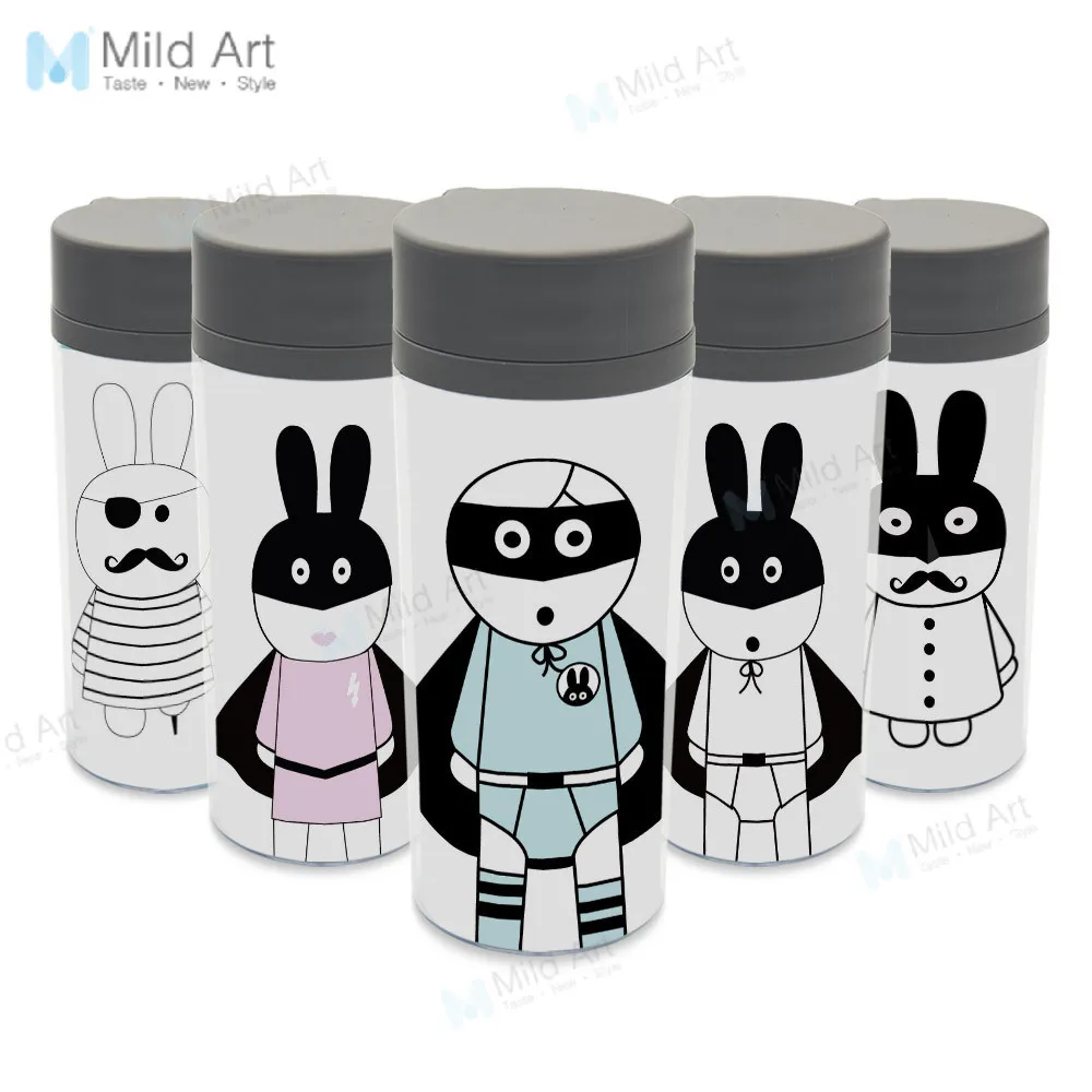 

Mild Art Cool DIY Glass Creative Cute Rabbit Portable Plastic Portable Bottle 300ml Children Tea Cup