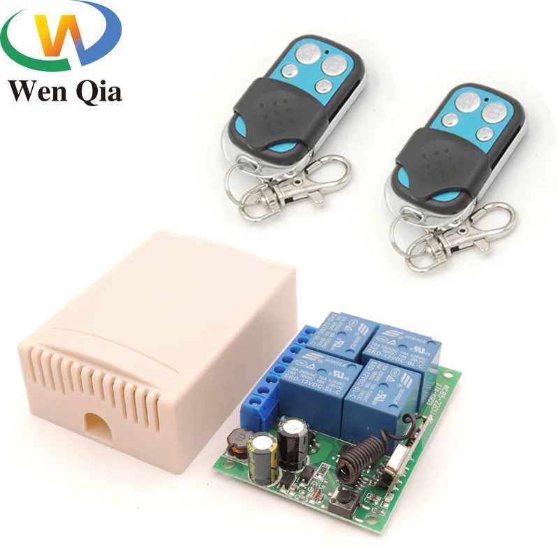 Interruptor de Control remoto rf, controlador receptor de Relé inalámbrico para garaje/puerta/LED/bombilla, AC 85V ~ 220V, 10 amperios, 2200W, 4 canales, 433MHz