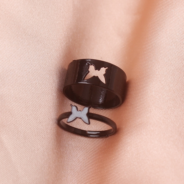 Lover Star Moon Aircraft Cherry Dinosaur Butterfly Rings for Women Men Couple Open Ring Set Engagement Wedding Jewelry