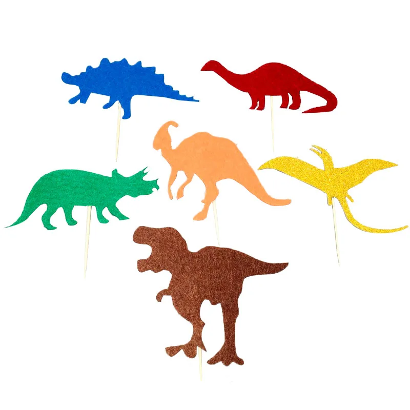 Cyuan Dino/обертка для дня рождения динозавра, кекса, украшения для торта на день рождения, Детские вечерние украшения с изображением динозавра из мультфильма, топперы для торта - Цвет: 6pcs dino toppers
