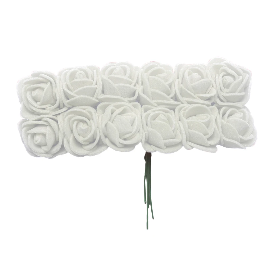 144x Artificial Foam Rose Flower With Stems Wedding Bridal Shower Bouquet Home Decoration