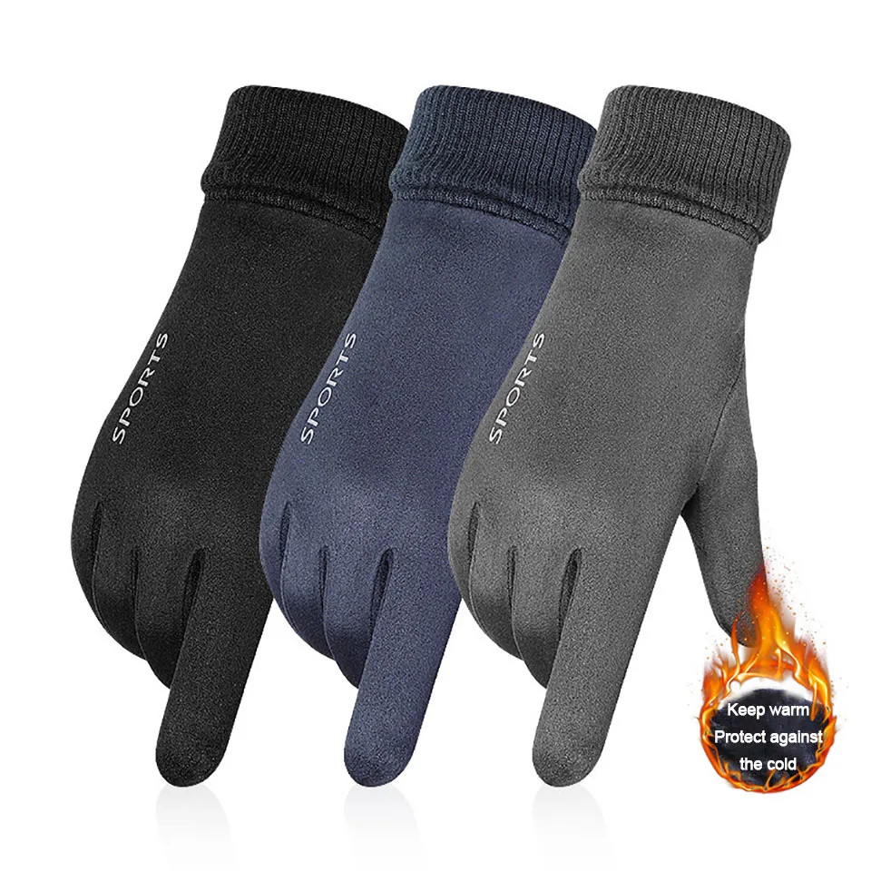 러닝 장갑 전체 손가락 스웨이드 터치 스크린 비 슬립 Windproof 및 따뜻한 남여 야외 스키 사이클링 러닝 장갑