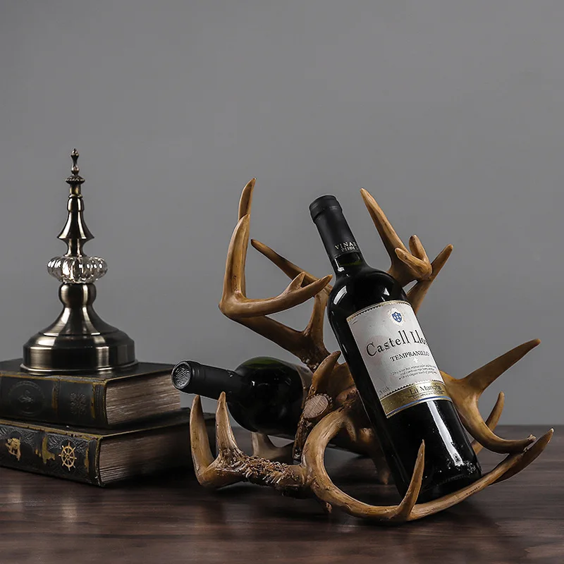 

Fashion Antler Wine Rack Wine Cabinet Decoration Ornaments Resin Home Living Room TV Cabinet Crafts Decoration Crafts Handicraft