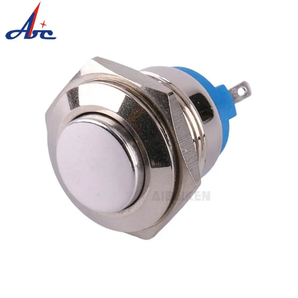 Interruptor Momentâneo Impermeável da Tecla Escudo do Metal Círculo Alto Bronze Folheado a Níquel 1no Terminal do Parafuso 16a 16 mm 220v 120v