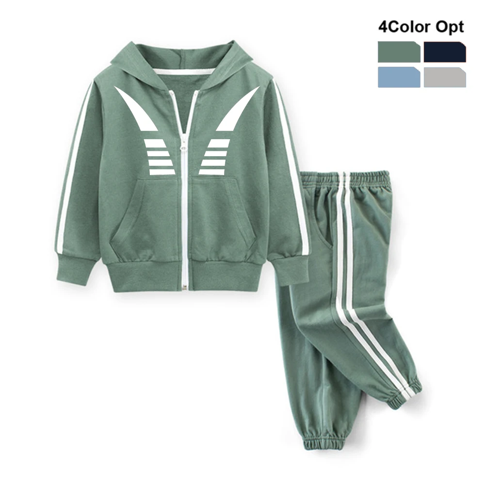 Boys Girl Tracksuit Toddler Kids Baby Hood Hoodie Sweat Coat Sport Long Pants Trousers Children Running Zip Clothes Set vvfds