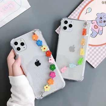 

Fashion Bracelet Case For iPhone XS Max X XR 6 6S 8 7 Plus Transparen Glitter Phone Case For iPhone 11 Pro Max SE 2020 Soft Case