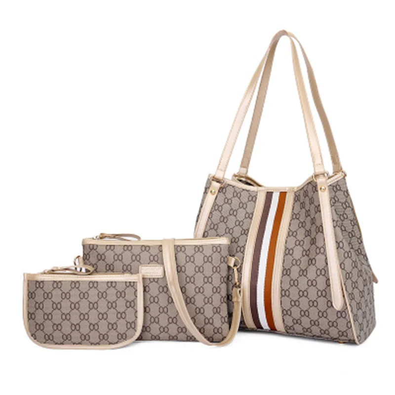 

2019 new European and American flower bucket single shoulder bag three-piece casual fashion diagonal popular shopping big bag