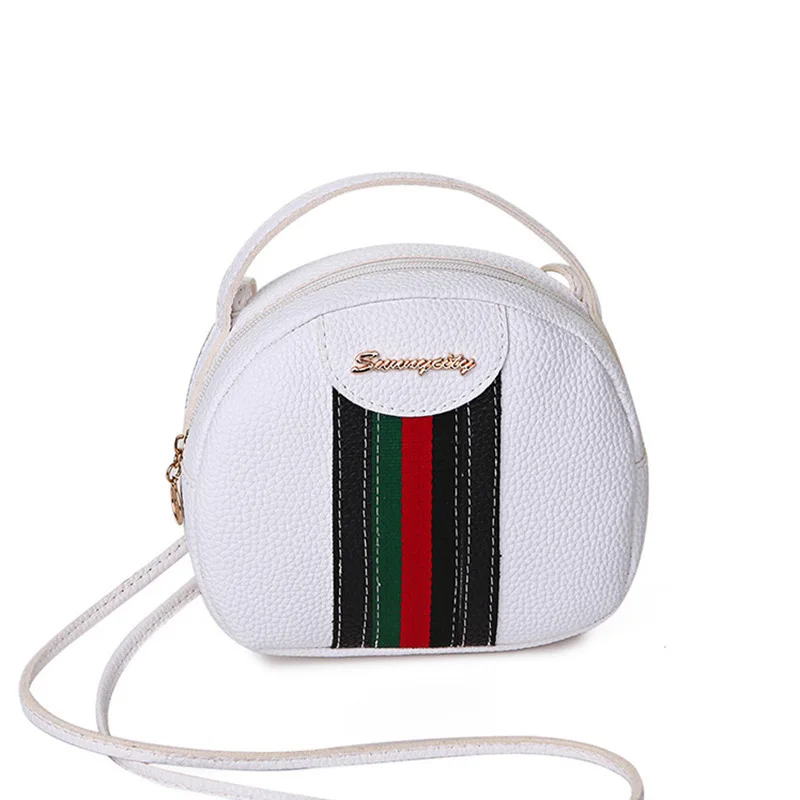 

Embossed Leather Contrast Color Webbing Handbag 2019 Amoi Oval Korean-style Lettered Phone Coin Purse
