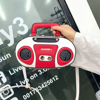 

THINKTHENDO 2020 Women's Elegant Tape Recorder Radio Shaped Shoulder Bag Vintage Style Crossbody Bags Handbag