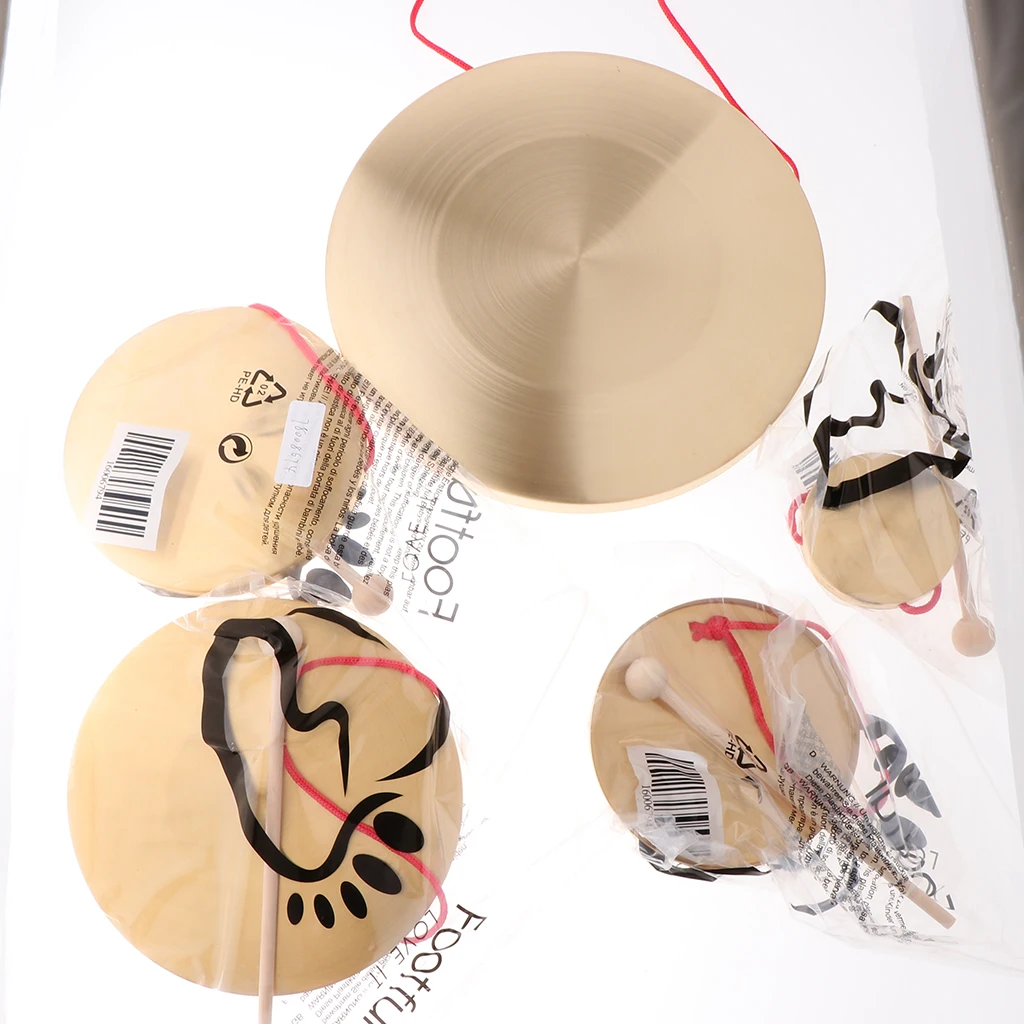 Mini Gongs Tambourine Cymbals Percussion Musical Instruments for Kids Babies Christmas Birthday Gift (10cm)