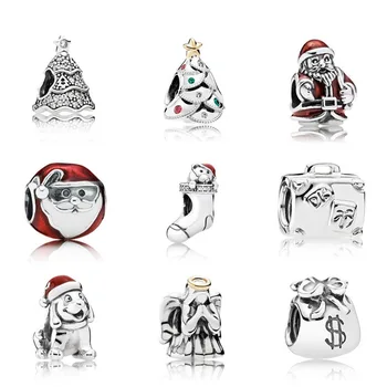 

2017 NEW 100% 925 Sterling silver Quality Style Enamel Crystal Christmas Charms Bead Fit Bracelets DIY The factory wholesale
