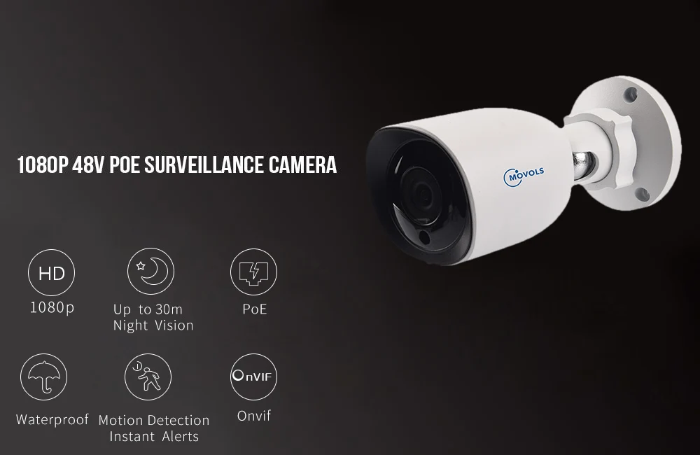 Movols 48V Poe ip-камера 1080 P, наружная Водонепроницаемая камера видеонаблюдения, CCTV, ночное видение, домашняя, 2 МП, видеонаблюдение
