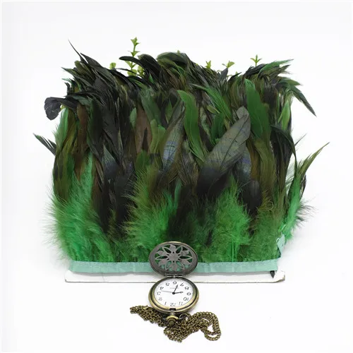 dark green Отделка перьями 10 ярдов 10-18 см Coque перо лента с перьями из хвоста петуха бахрома свадебное платье юбка праздничная одежда украшение - Цвет: dark green