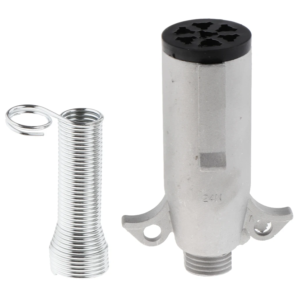 Metal 7 Way Plug Semi Trailer Light Connector Round Split Pin Receptacle