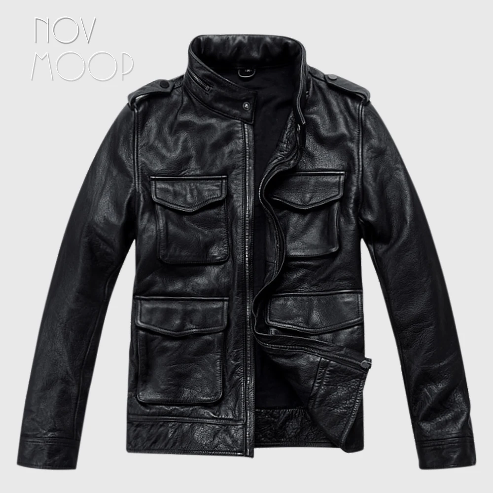 Мужская мотоциклетная куртка из натуральной кожи черная коровьей LT1194|coats coats|coat