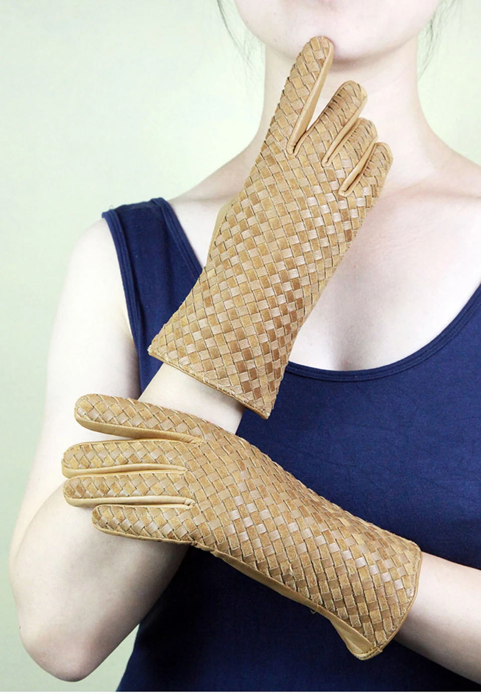 Женские тонкие ручные перчатки из натуральной кожи, мотоциклетные перчатки на полный палец, бархатные толстые перчатки из овчины с