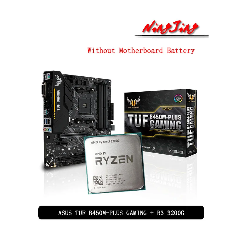 Amd Ryzen 3 3200g R3 3200g Cpu + Asus Tuf B450m Plus Gaming Motherboard