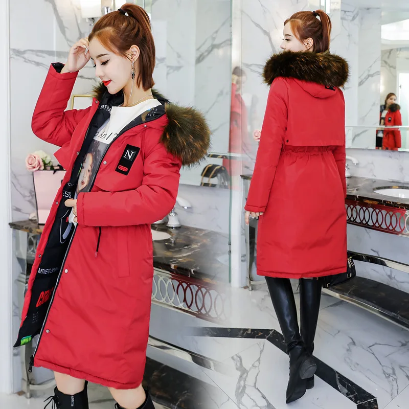 

2019 New Style Double-Sided down Jacket Cotton-padded Clothes Women's Reversible Mid-length Large Fur Collar over-the-Knee Slimm