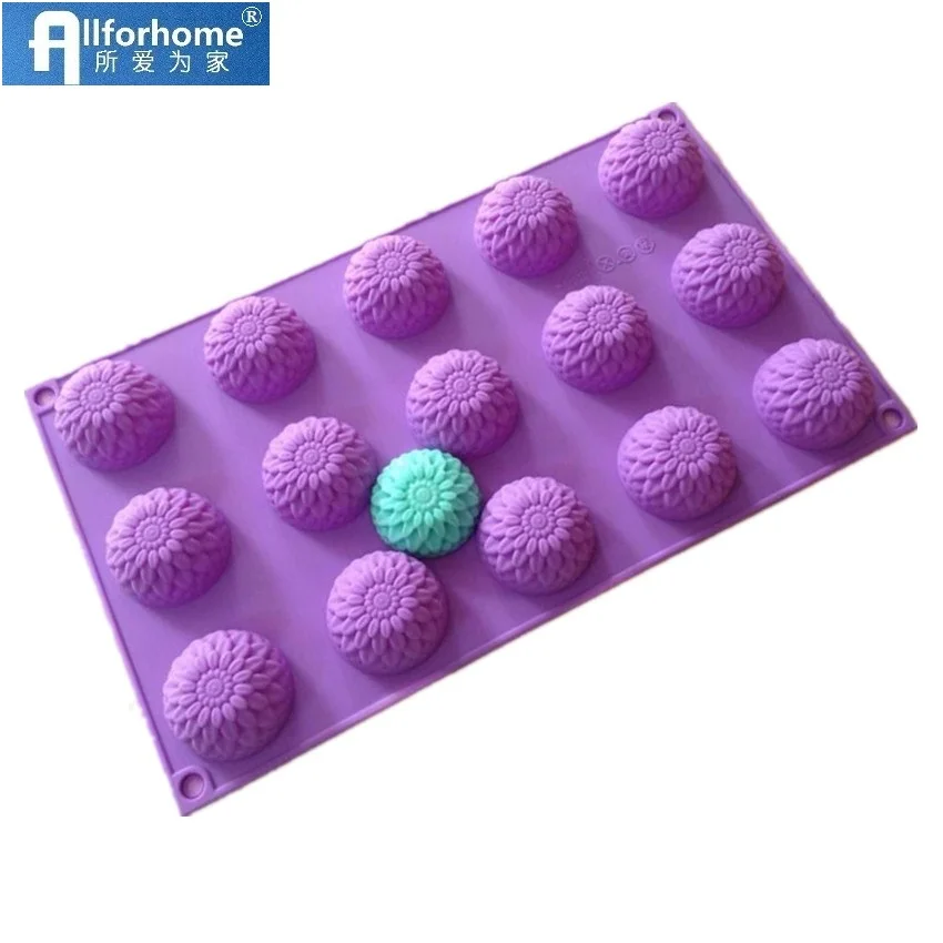15 Hole 3D Sunflower Silicone Cake Baking Pan MuffinCup Handmade Soap Mould Chocolate DIY Mold Pudding Ice Mousse Tray | Дом и сад
