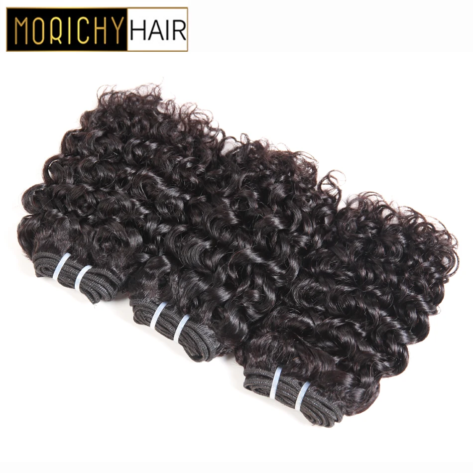 

Morichy Hair Kinky Curly Bundles Brazilian Short-cut Weft Double Drawn Pre-colored Non-Remy Human Hair Natural Black for Women
