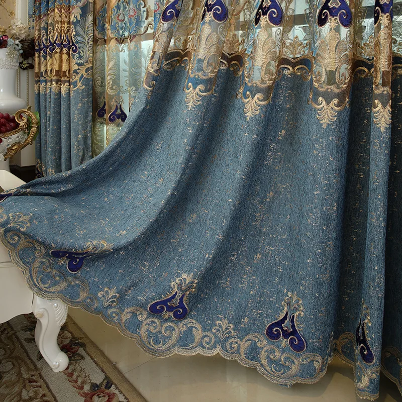 Ажурные шторы с вышивкой Chenille в европейском стиле для гостиной столовой и