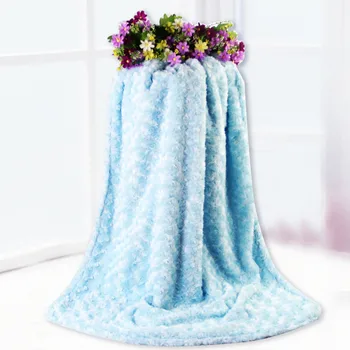 

Rose velvet + lamb cashmere Blanket Solid Baby Blanket Newborn Boys Girls infant Thickening Stroller Blanket Newborn Cover Minky