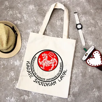 

Japanese Kanji Shotokan Karate Taijutsu Martial Tote Bag Unisex Canvas Bags Shopping Bags Printed Casual Shoulder Bag Foldable
