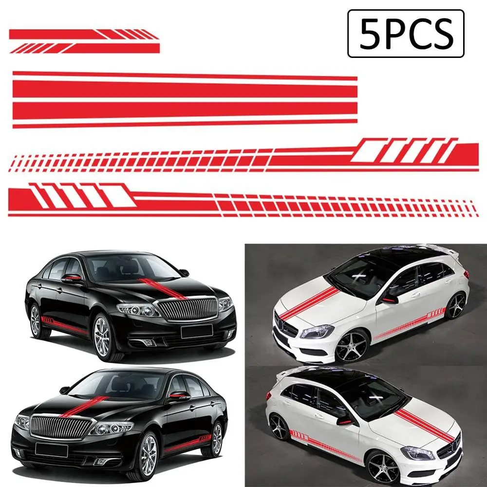 

5Pcs/Pack Decorative Stickers Racing Stripe Decal Sticker for Car Decoration Hood, Roof, Trunk, Skirt, Bumper Matte Black