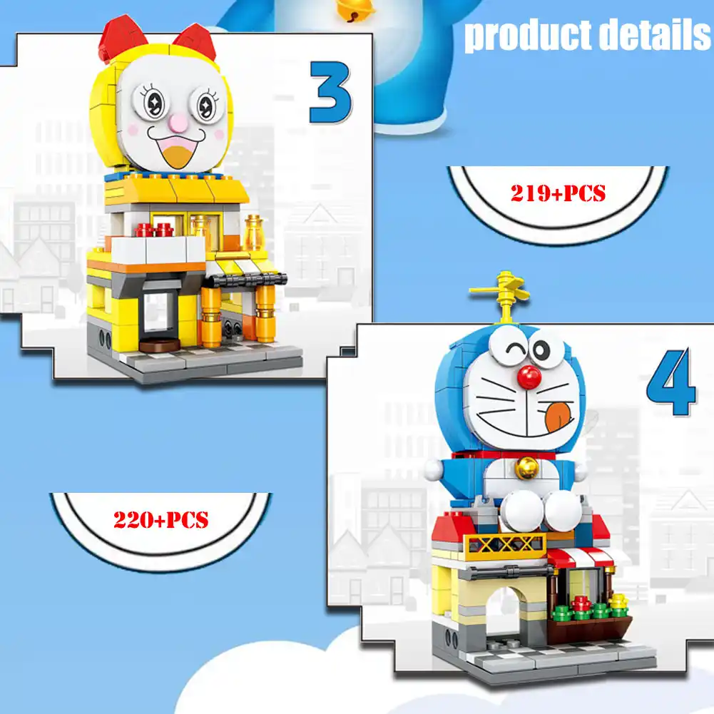 Bzdaドラえもんストリートビュービルディングブロック漫画アニメキャラクタージングル猫ドラえもんレンガのおもちゃ女の子のおもちゃギフト ブロック Aliexpress