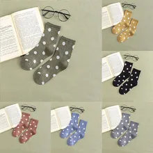 Модные теплые носки, женские осенние и зимние новые ретро трендовые носки в горошек, японский и корейский стиль, хлопковые Повседневные носки для пары