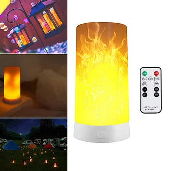 

USB Rechargeable Flickering LED Flame Effect Light Flame Table Lamp with Remote Controller for Outdoor Indoor Party Home Bar