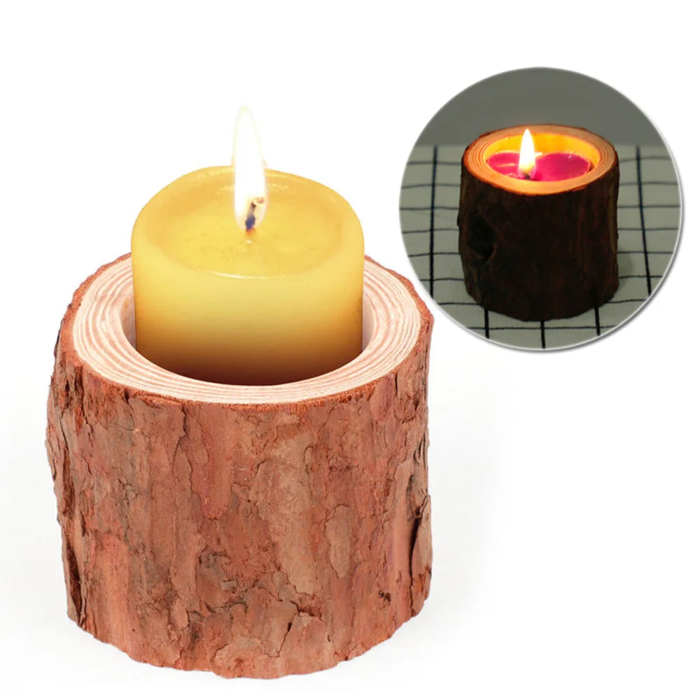 Rustic Wooden Candle Holder Wedding Candlestick Tea Light Decoration Home Living Room Candle Holders Candle Holders Aliexpress