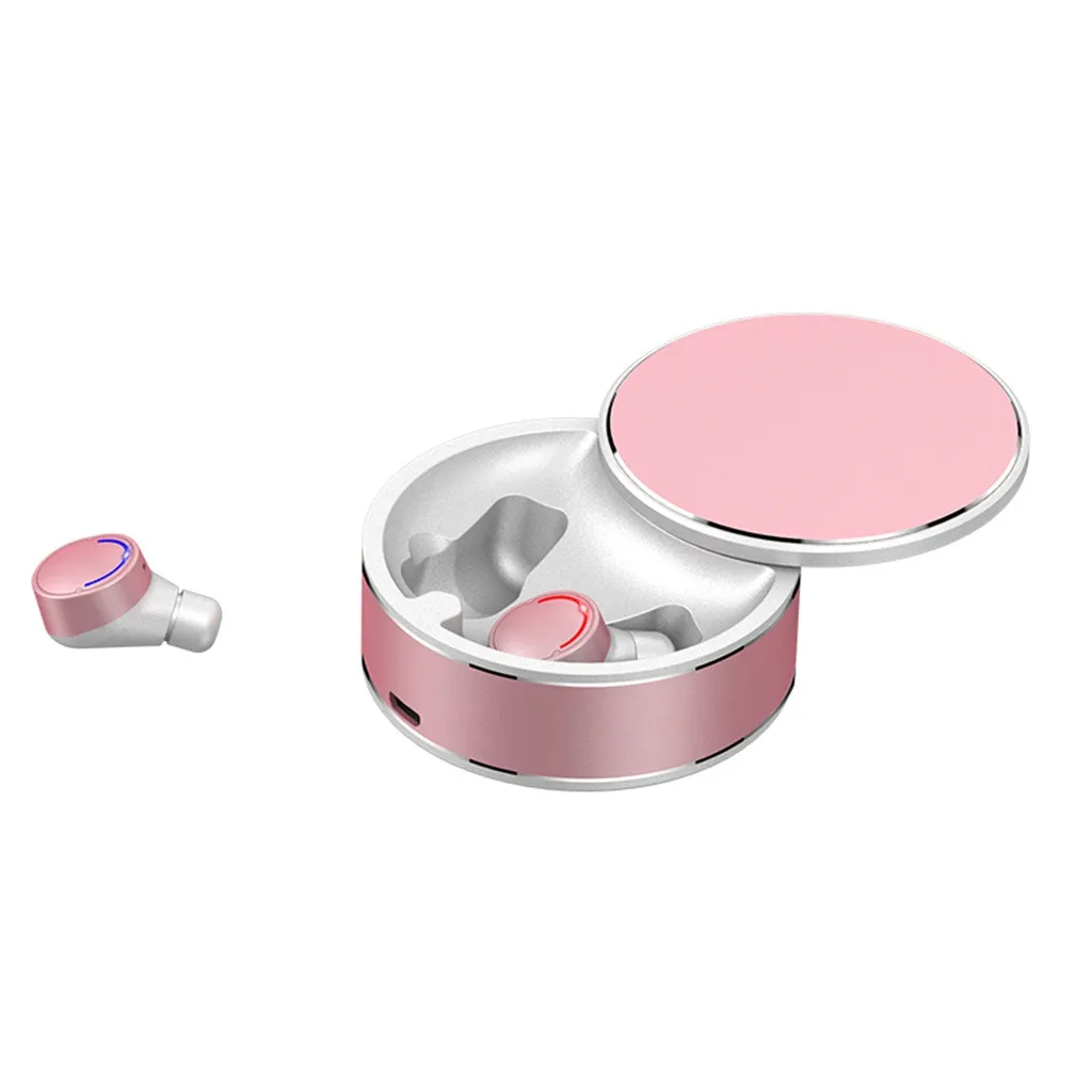 Мини Bluetooth 5,0 Беспроводные водонепроницаемые наушники-вкладыши стерео наушники HiFi Звук для iPhone для Android и iOS Телефон - Цвет: Розовый