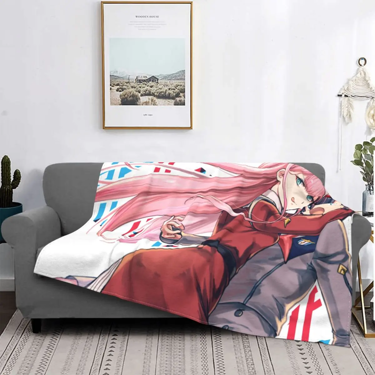 

Одеяло Zero Two Hiro с флисовой подкладкой, очень теплое покрывало в стиле аниме «Дарлинг в Фране» для постельного белья, кушетки