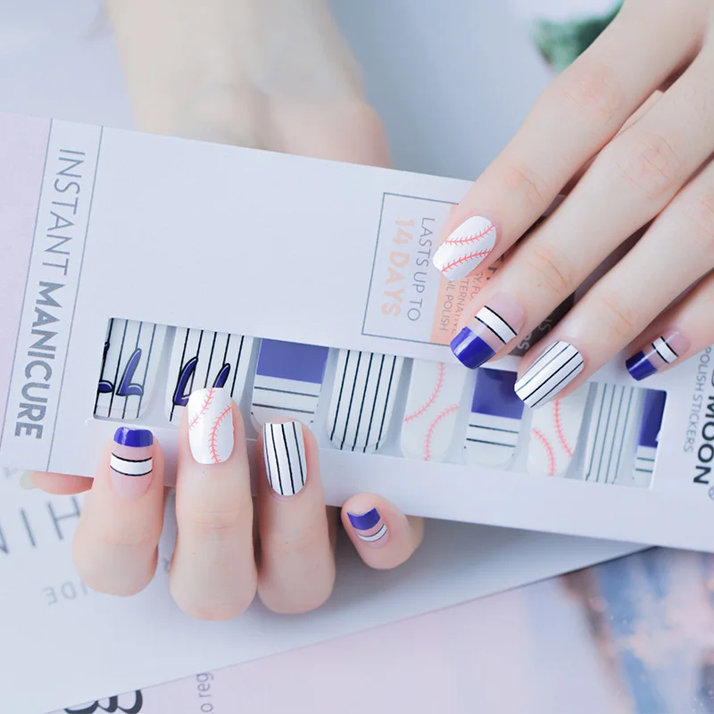 

22pcs Nail Full Nail Art Polish Stickers +1pc Alcohol Pad+1pc Nail File Adhesive Nail Decals False Nail Multi-designs Tips Set