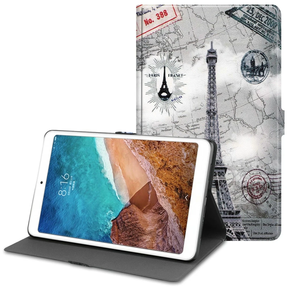 10 шт./лот Folio Stand Auto Sleep красочные печатные из искусственной кожи чехол для Xiaomi Mi Pad 4 10 Plus 10,1 Tablet Funda Coque