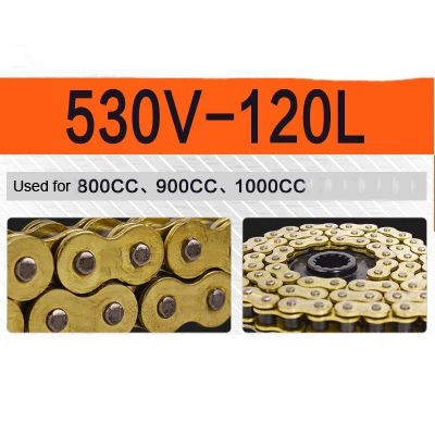 530-120L Gold Уплотненная масляная уплотнительная цепь для мотоцикла 428 520 525 530 Золотая масляная уплотнительная Золотая цепь для Honda Yamaha Suzuki Kawasaki - Цвет: 530-120L Gold