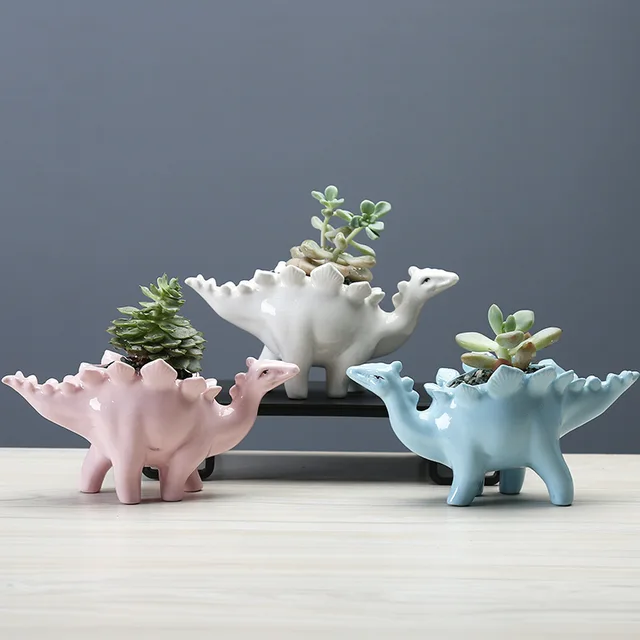 Ceramic Stegosaurus Virág Edény Ültetvény Tálca Kreatív Dinoszaurusz Pot Zamatos Növények Otthoni Kerti Asztali Dekoráció