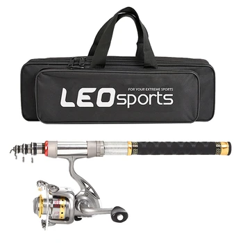 

Leo Telescopic Fishing Rod And Reel Combo Full Kit Spinning Fishing Reel Gear Organizer Pole Set