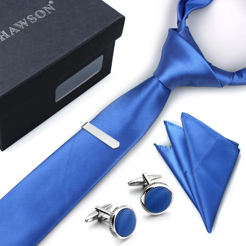 

HAWSON Mens Necktie CuffLinks Tie Bar Clips Set for Men Shirt Cuff links with Pocket Square Gentleman Dress on Wedding Party