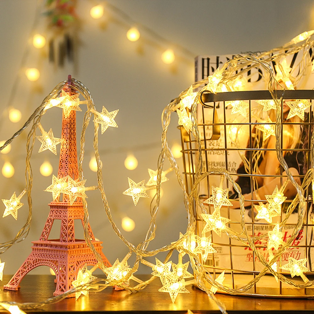 

10M 80LED Battery Flash Christmas Star Garland String Fairy Lights Outdoor For Holiday Xmas Tree Party New Year's Decoration