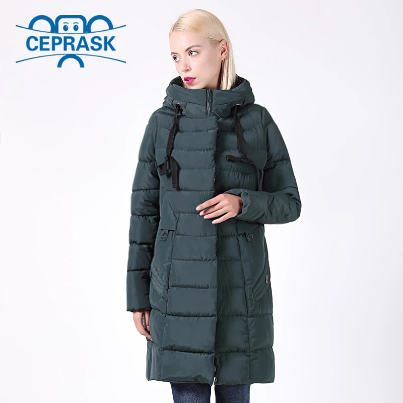 CEPRASK Высококачественная женская зимняя куртка плюс размер 58/60 длинная модная женская зимняя куртка с капюшоном теплая пуховая Куртка парка 6XL