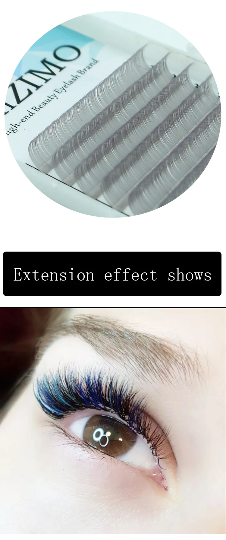 False Eyelashes MIZIMO Color Grafting Personality Light Gray Artificial